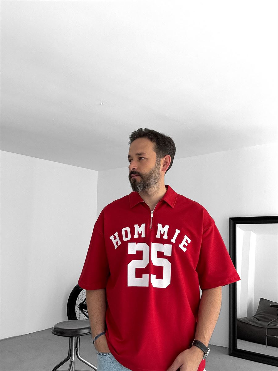 Cotton Jersey Half Zip Shirt – Red | Homie Print