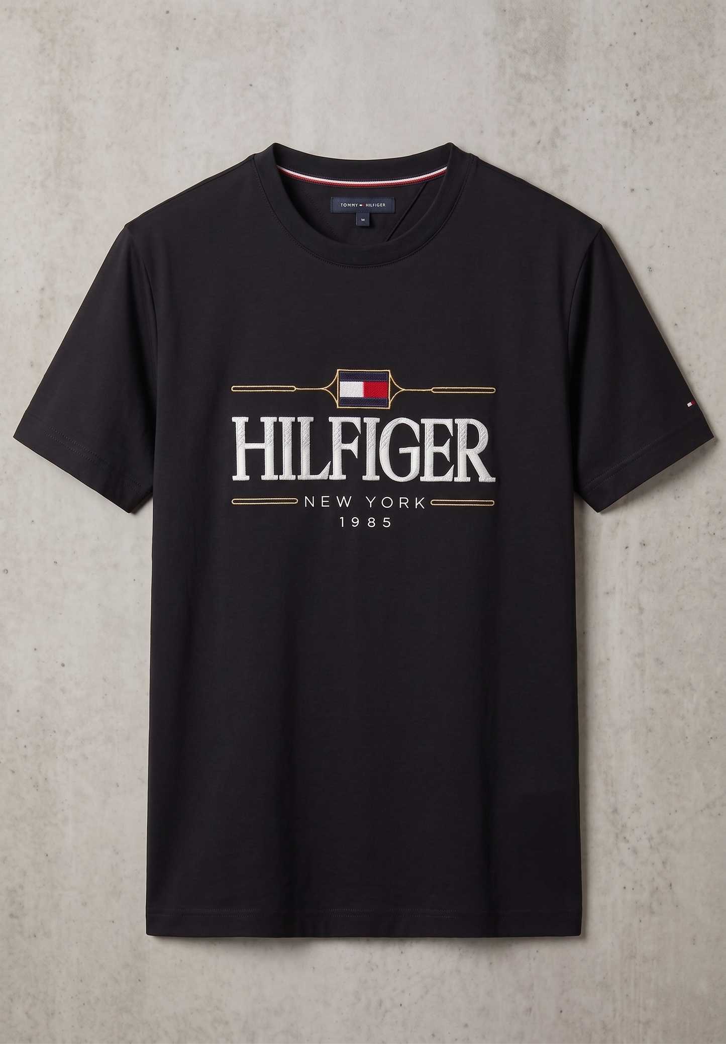 Tommy Hilfiger Round Neck Cotton Jersey Shirt — Black