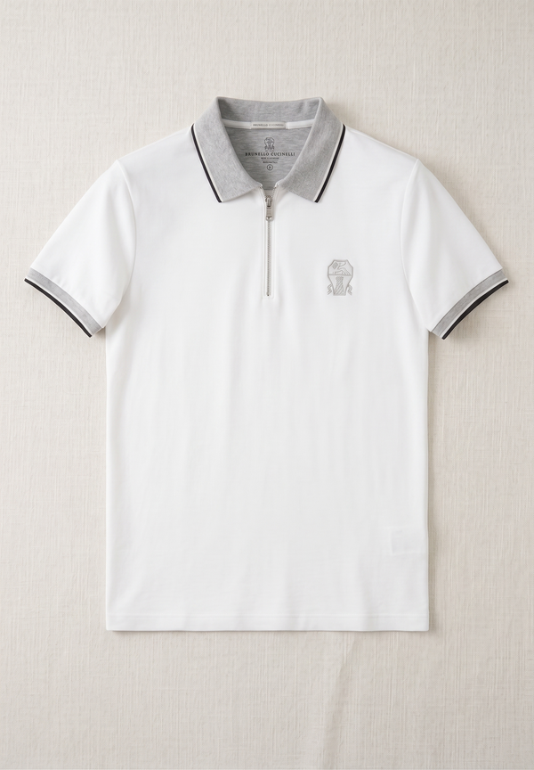 Pack of Two Half zip cotton jersy gry tipped collar
