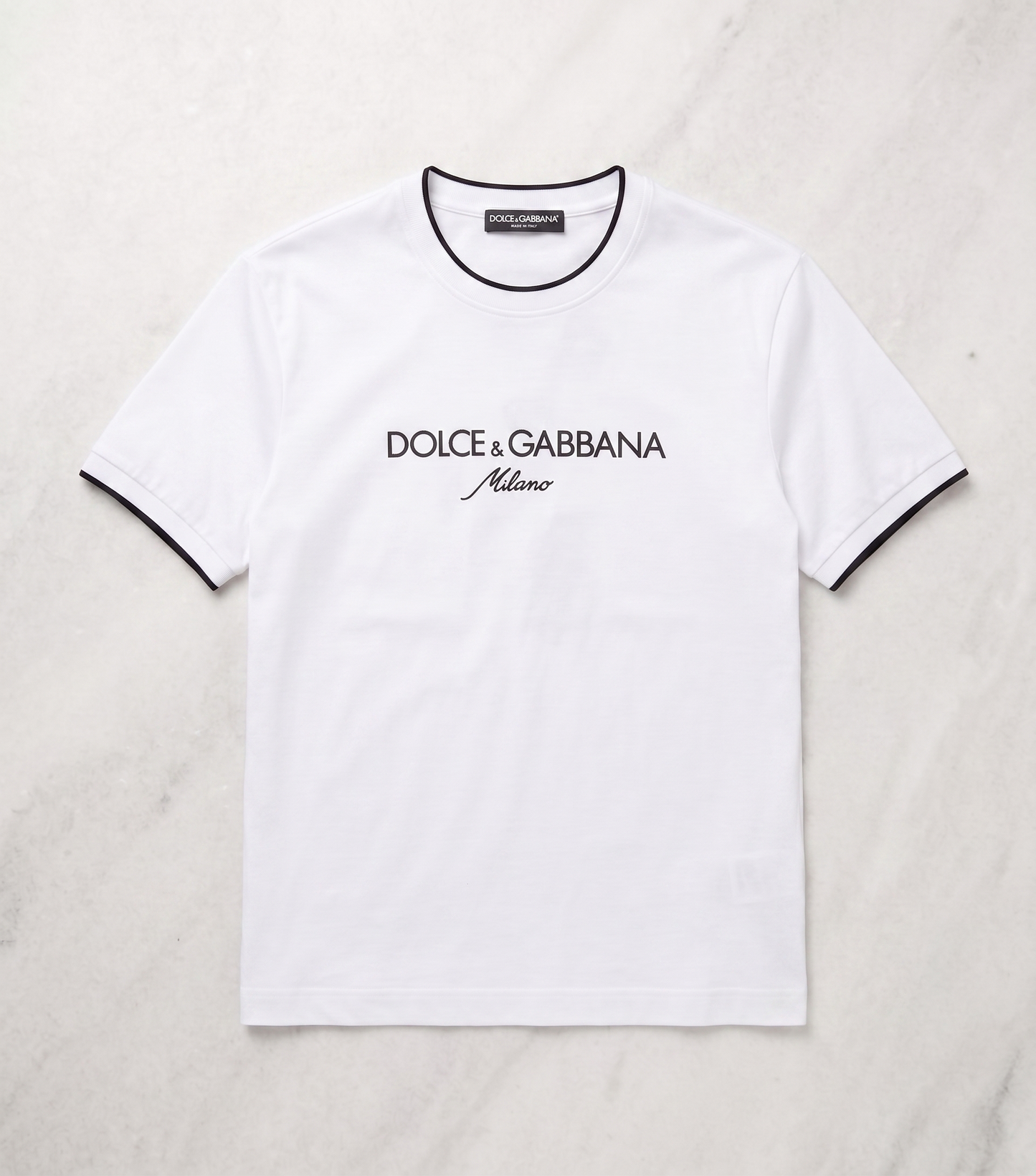 D&G Premium Cotton Jersey | White | Tipped Round Neck