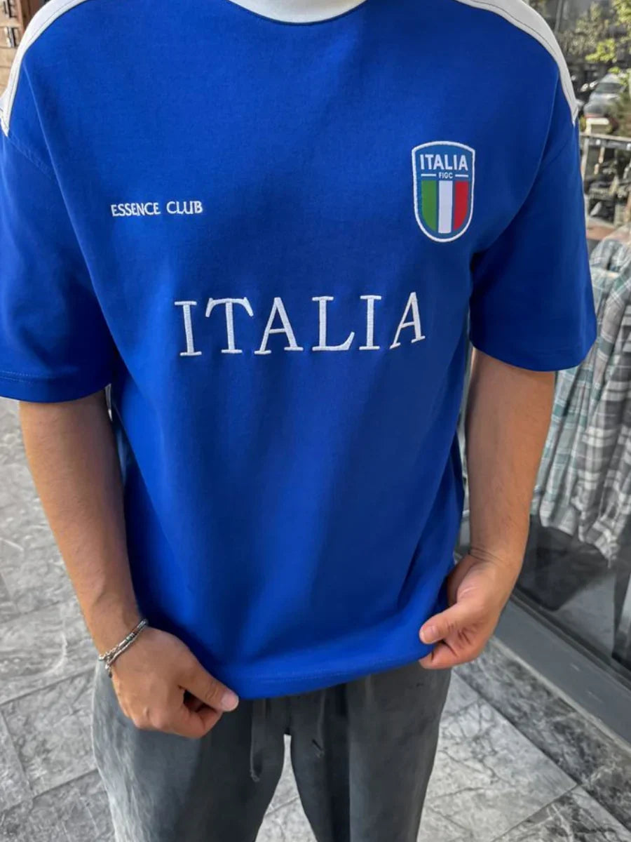 Blue Italia Embroidered Oversize T-shirt