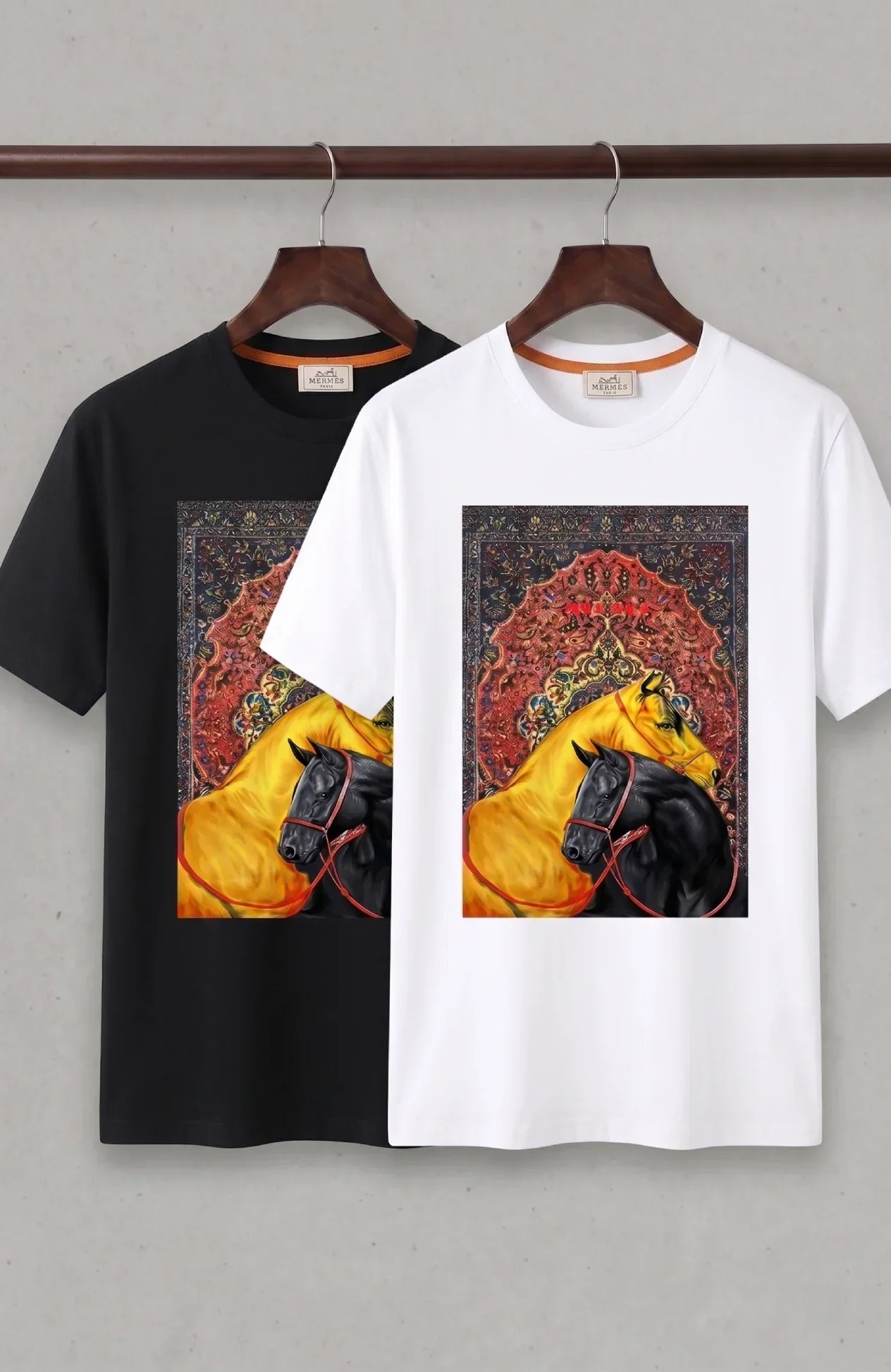 Premium Twin Horse Graphic T Shirt