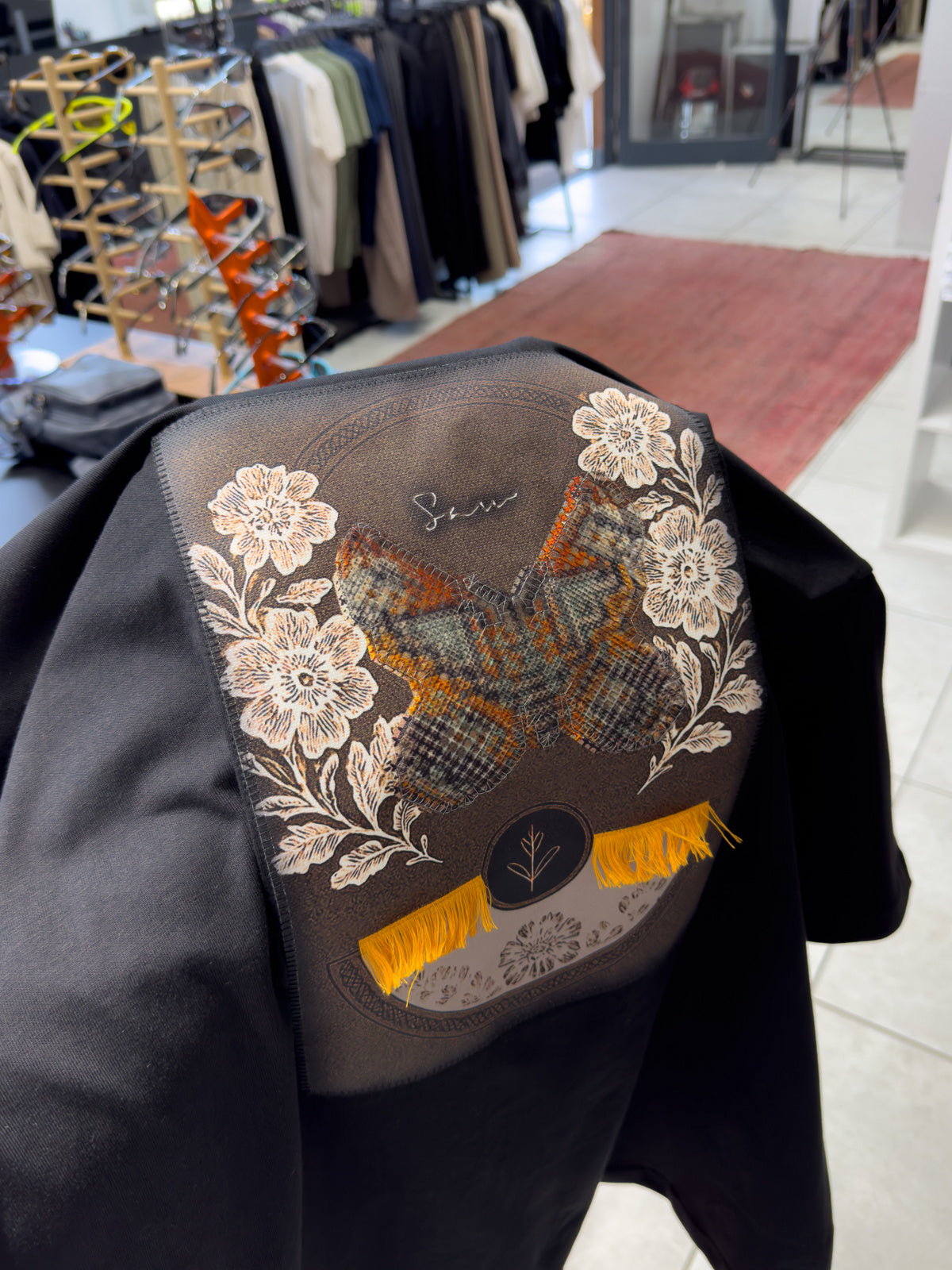 Hologram Butterfly Embroidered Oversize T-Shirt