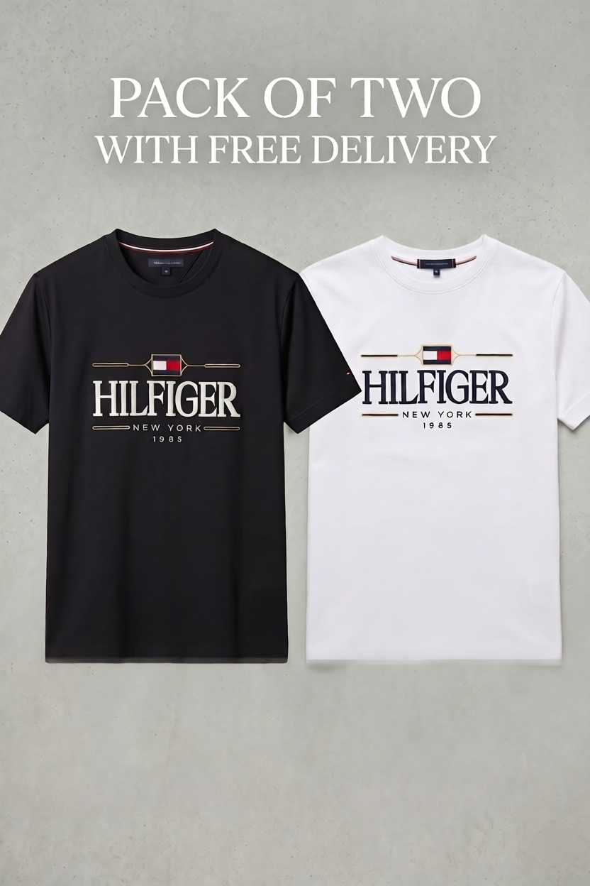 Pack of Two Hilfiger Round Neck cotton jersy