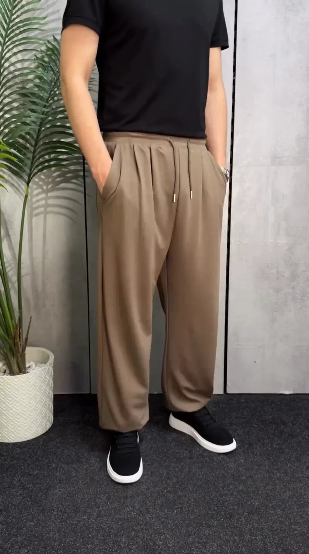 Casual Baggy Pants with Drawstring Waist