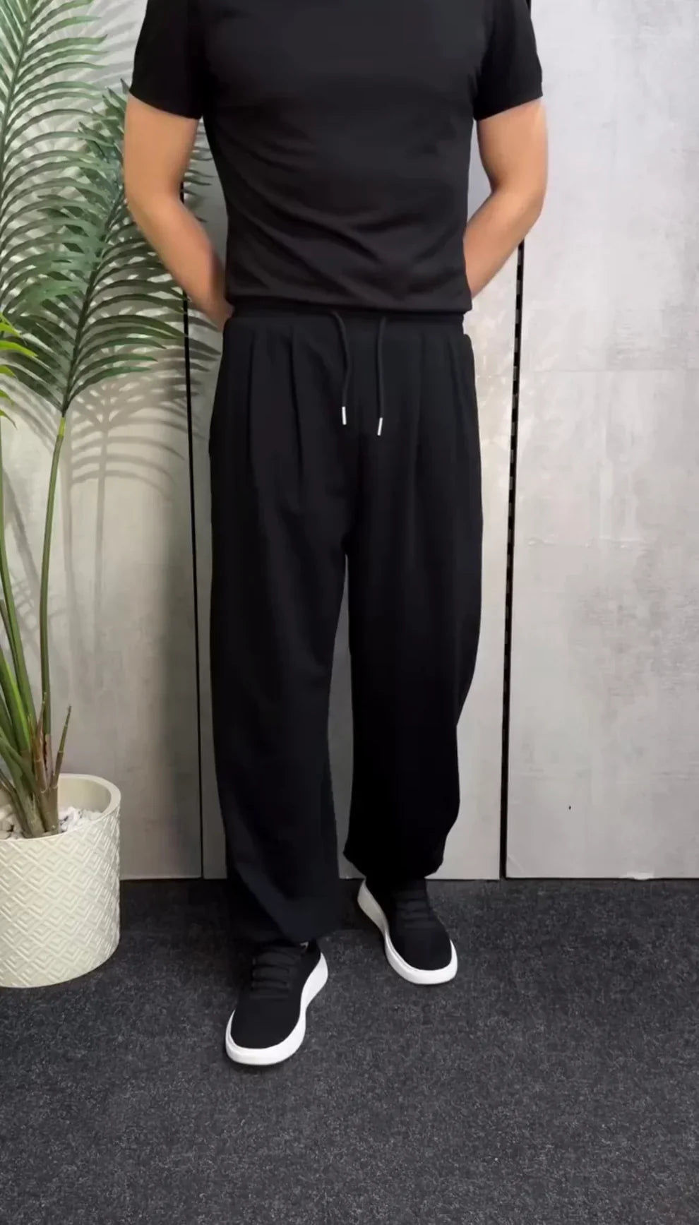 Casual Baggy Pants with Drawstring Waist