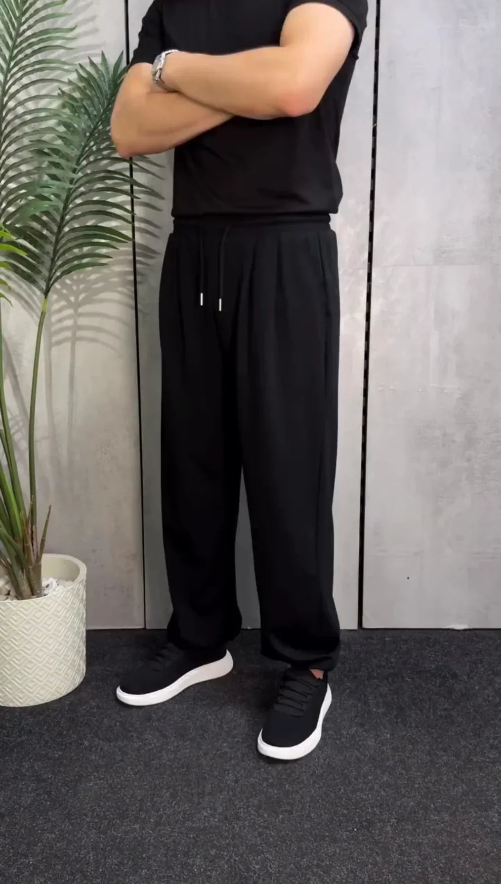 Casual Baggy Pants with Drawstring Waist
