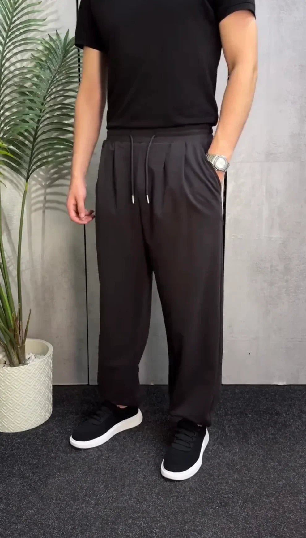 Casual Baggy Pants with Drawstring Waist