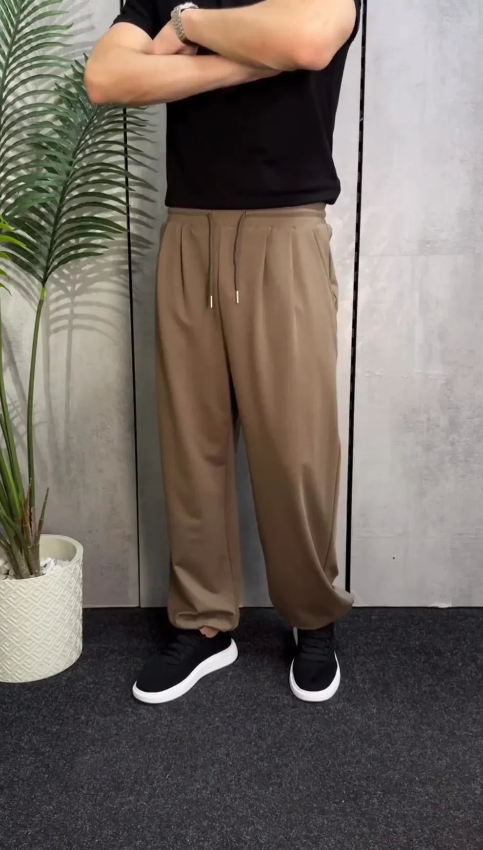 Casual Baggy Pants with Drawstring Waist