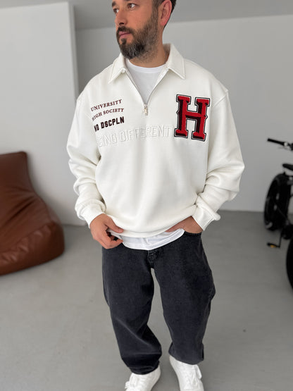Quater zip Off White H print Shirt Oversize