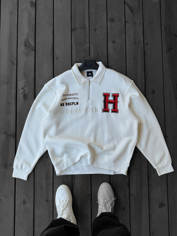 Quater zip Off White H print Shirt Oversize