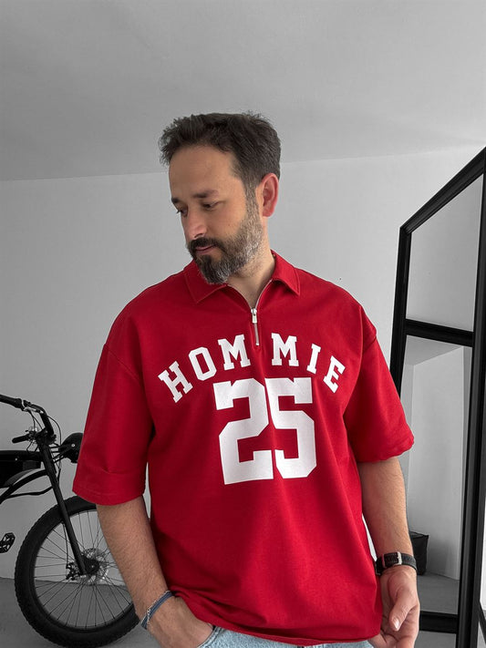Cotton Jersey Half Zip Shirt – Red | Homie Print