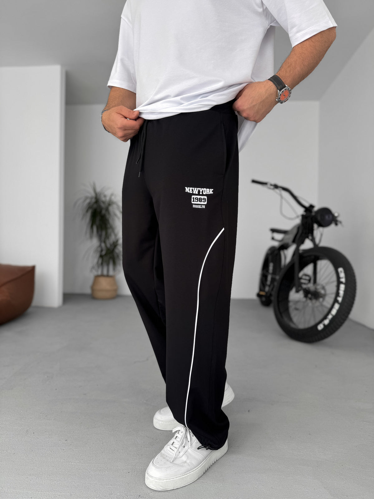 Side strip lose Fit Trouser Cotton flees Trouser