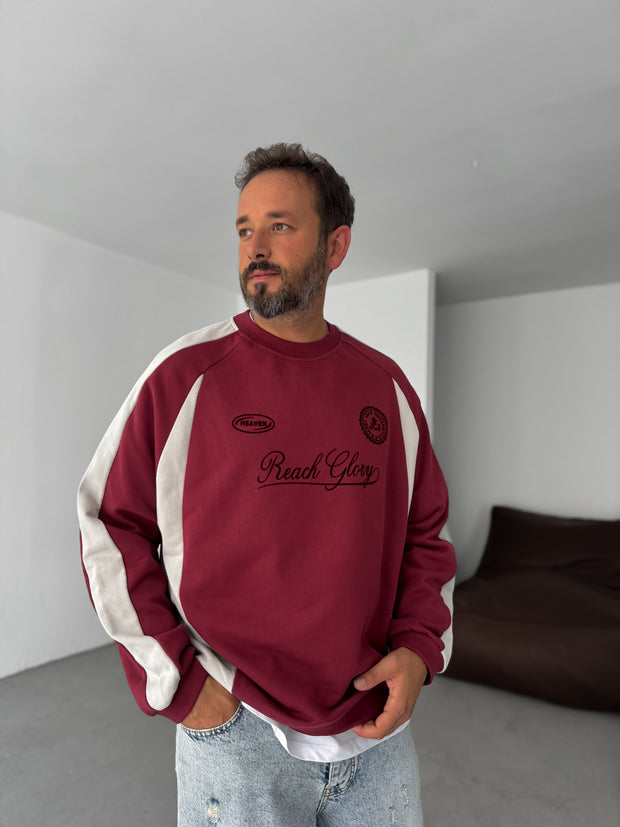 Round Neck Maroon With White Side Penal Shirt  O/S