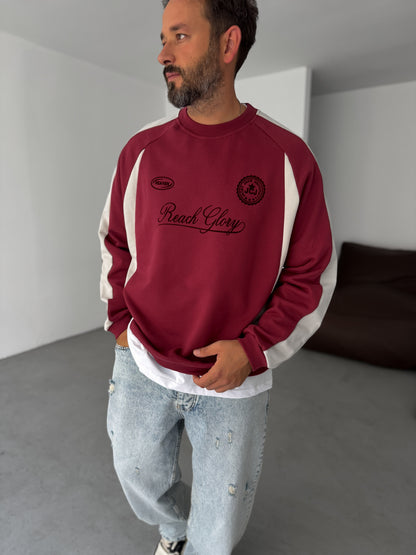 Round Neck Maroon With White Side Penal Shirt  O/S