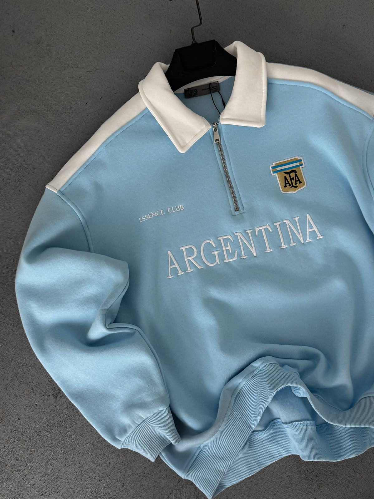 Quater zip Sky Blue With White penal Oversize Shirt