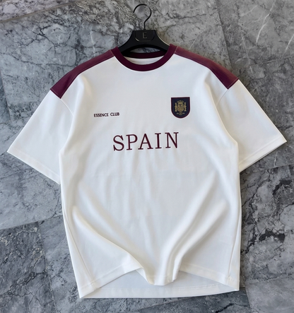 Round Neck cotton shirt  with maroon shoulder penal