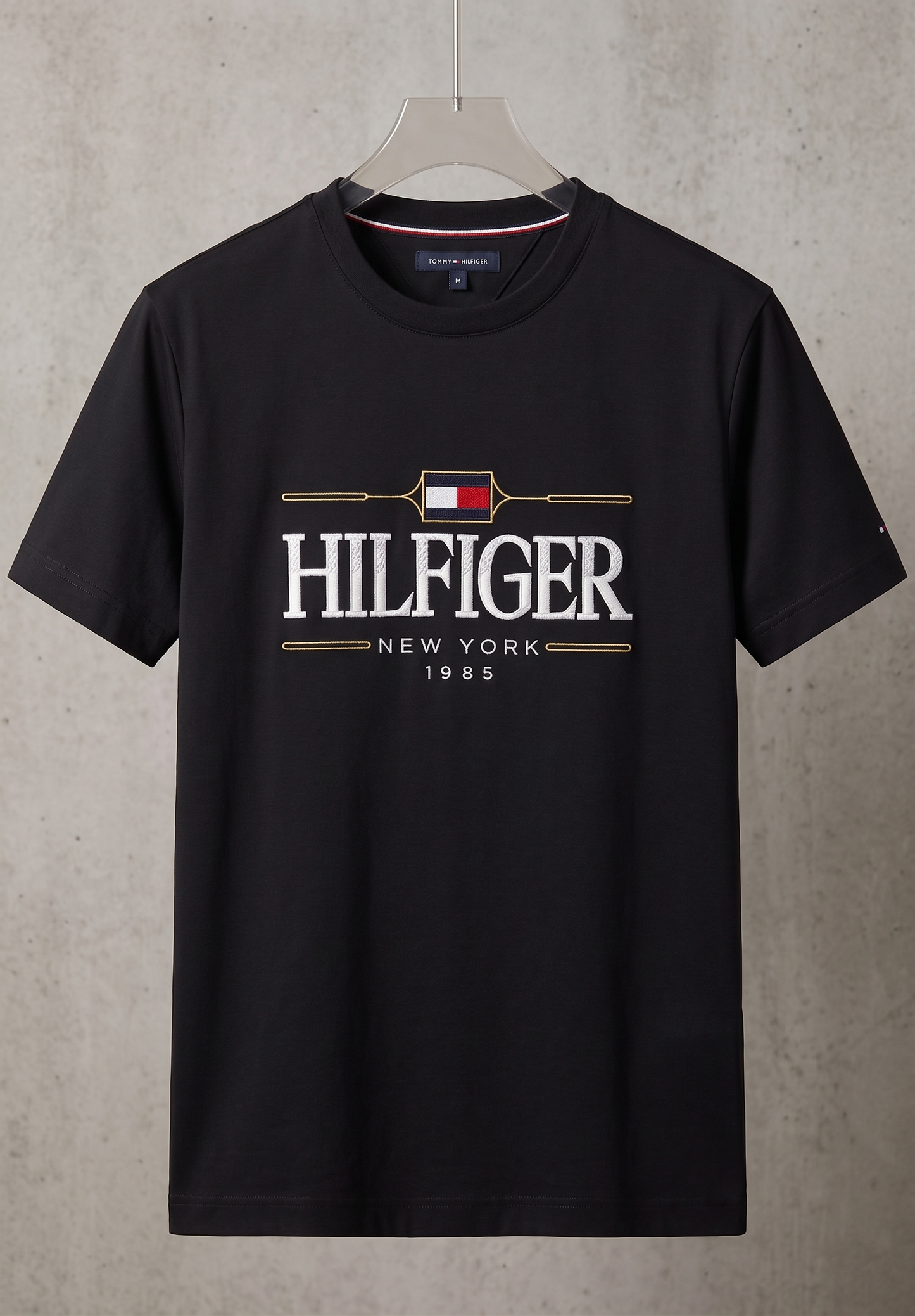 Tommy Hilfiger Round Neck Cotton Jersey Shirt — Black