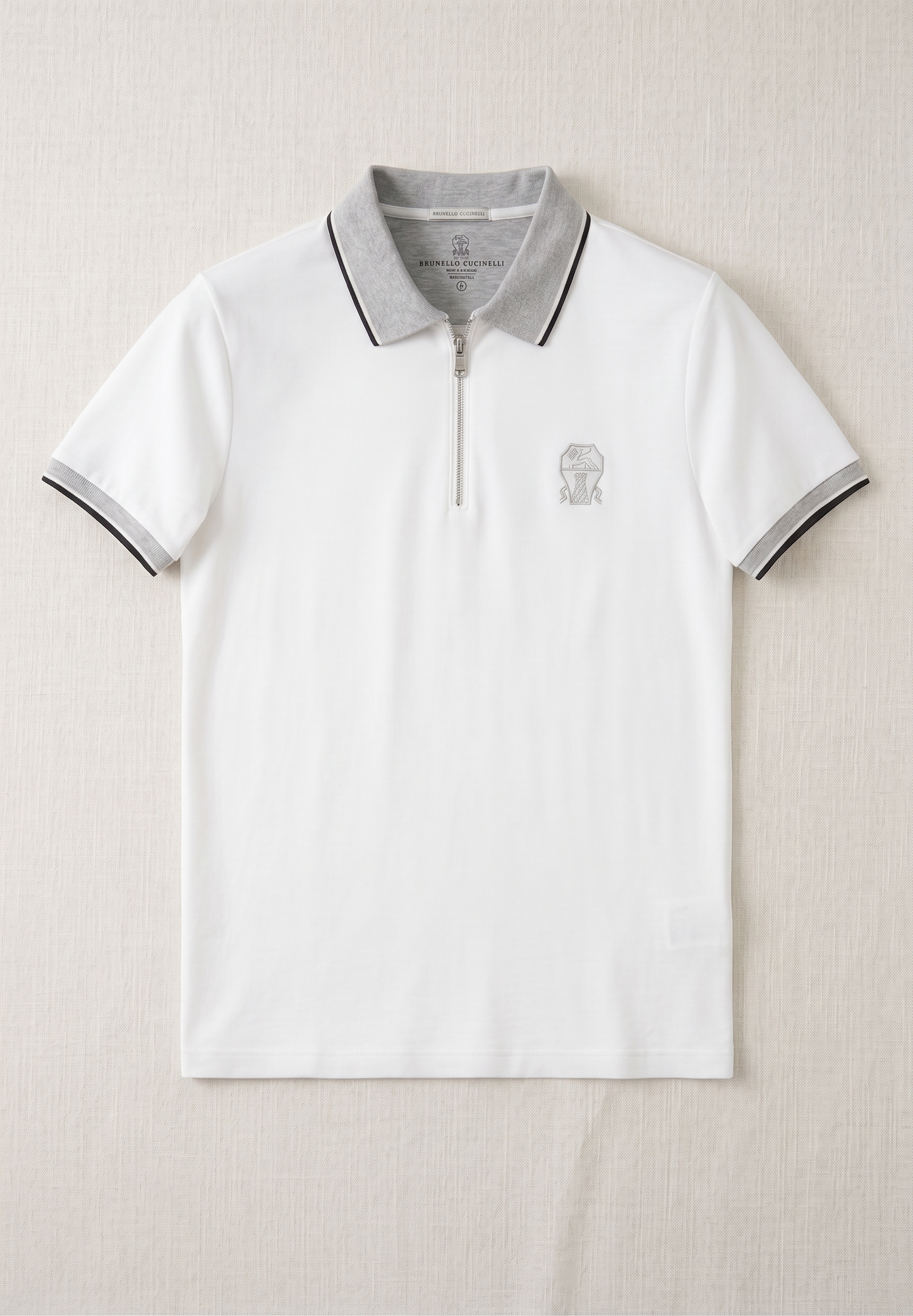Pack of Two Half zip cotton jersy gry tipped collar
