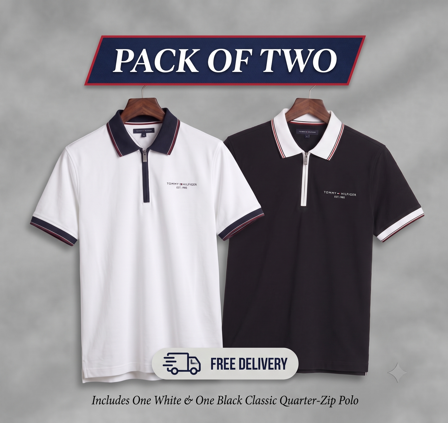 Pack Of Two Half Zip Pk Fabric Shirt