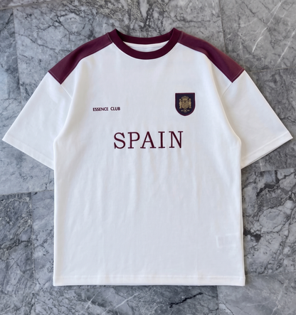Round Neck cotton shirt  with maroon shoulder penal