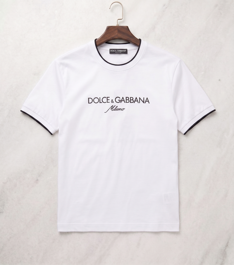 D&G Premium Cotton Jersey | White | Tipped Round Neck