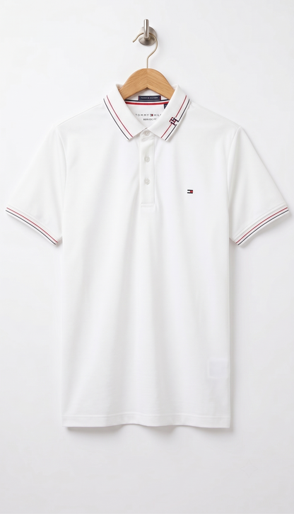 PK Fabric Tipped Collar With Write (White)