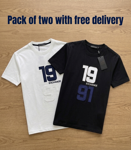 Pack of Two Armani Exchange Round Neck cotton jersy