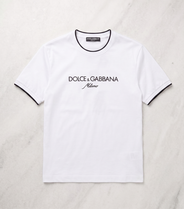 D&G Premium Cotton Jersey | White | Tipped Round Neck