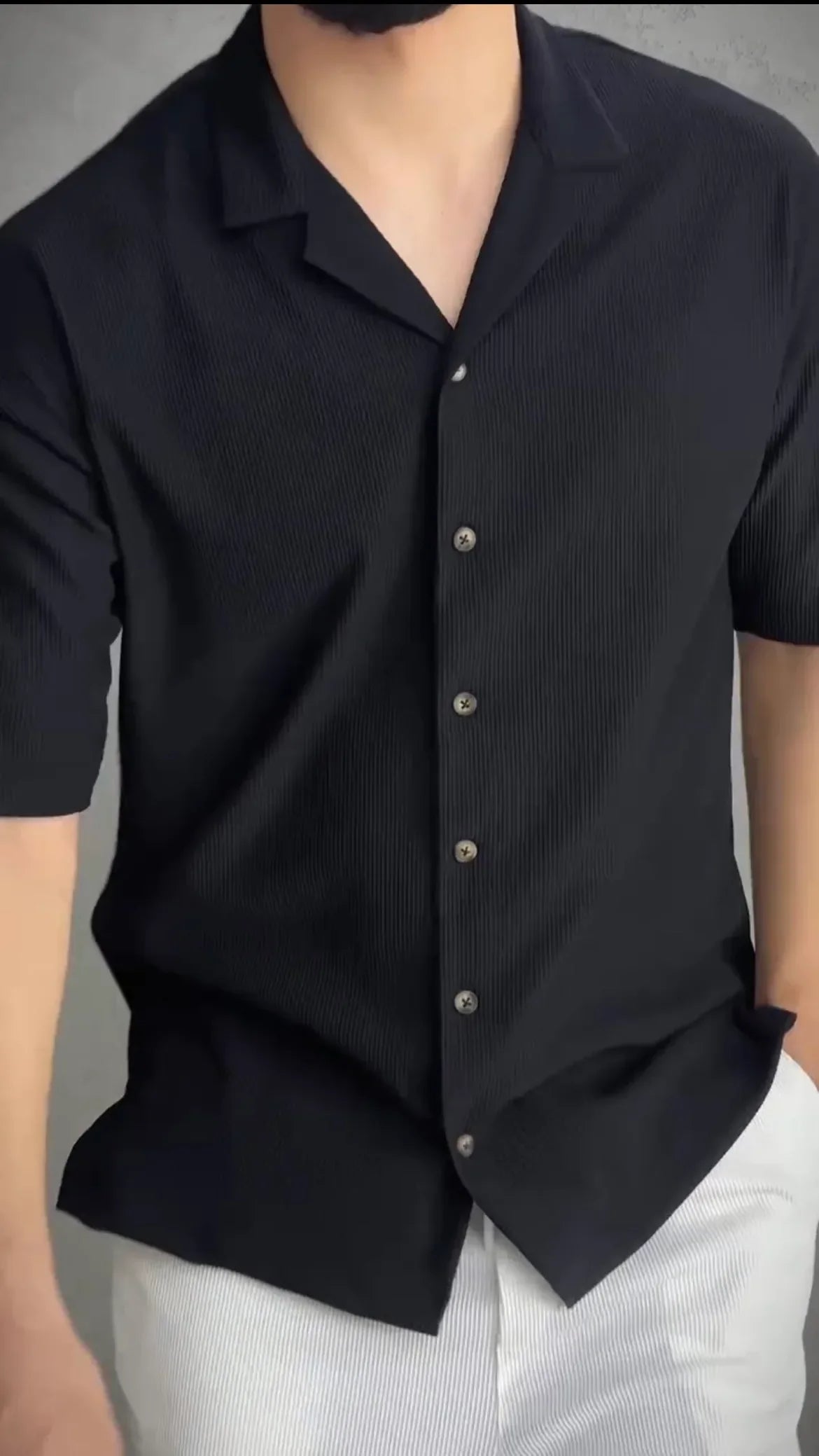 Pack of 2- Premium Textured Shirts (Black & White)