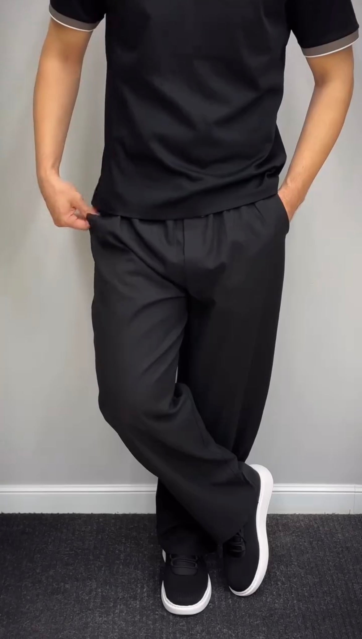 Classic Black Straight Cut Casual Trouser