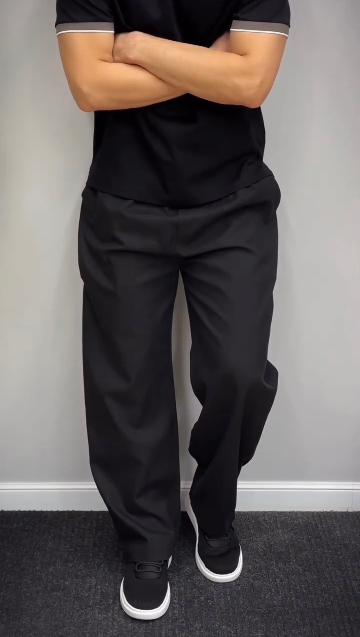 Classic Black Straight Cut Casual Trouser