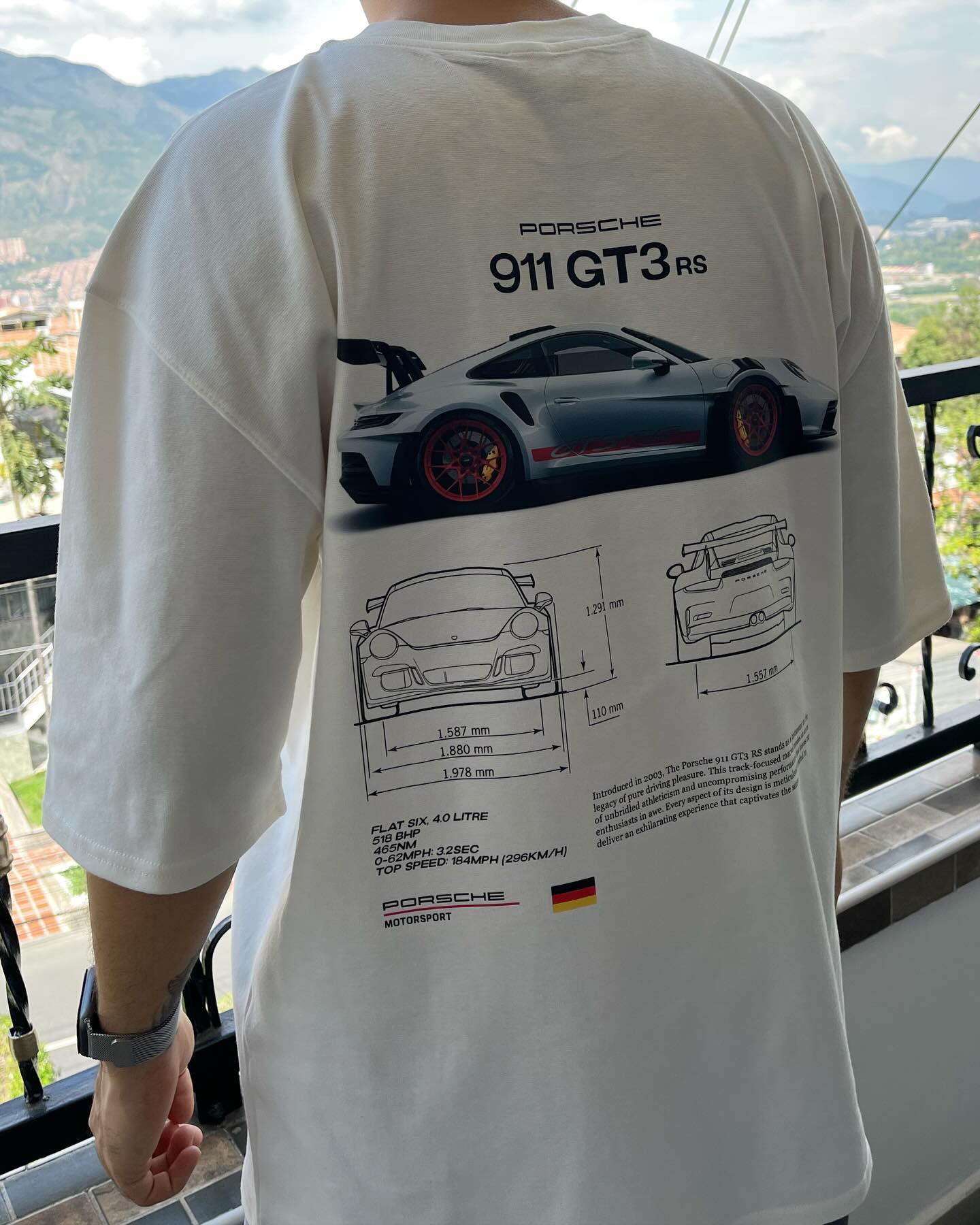 Porsche 911 GT3 RS Drop Shoulder T-Shirt - Premium Cotton