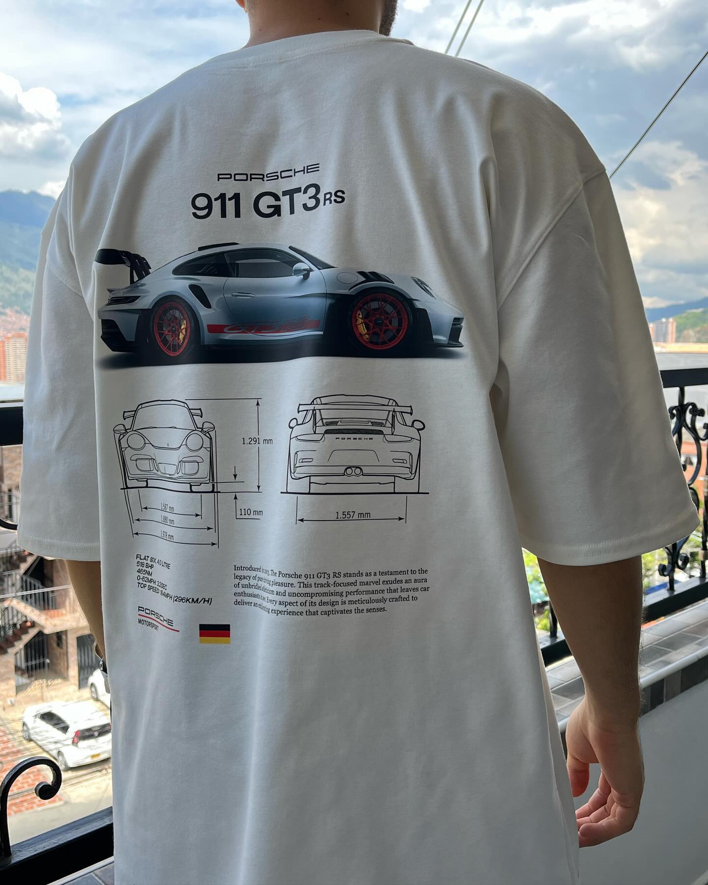 Porsche 911 GT3 RS Drop Shoulder T-Shirt - Premium Cotton