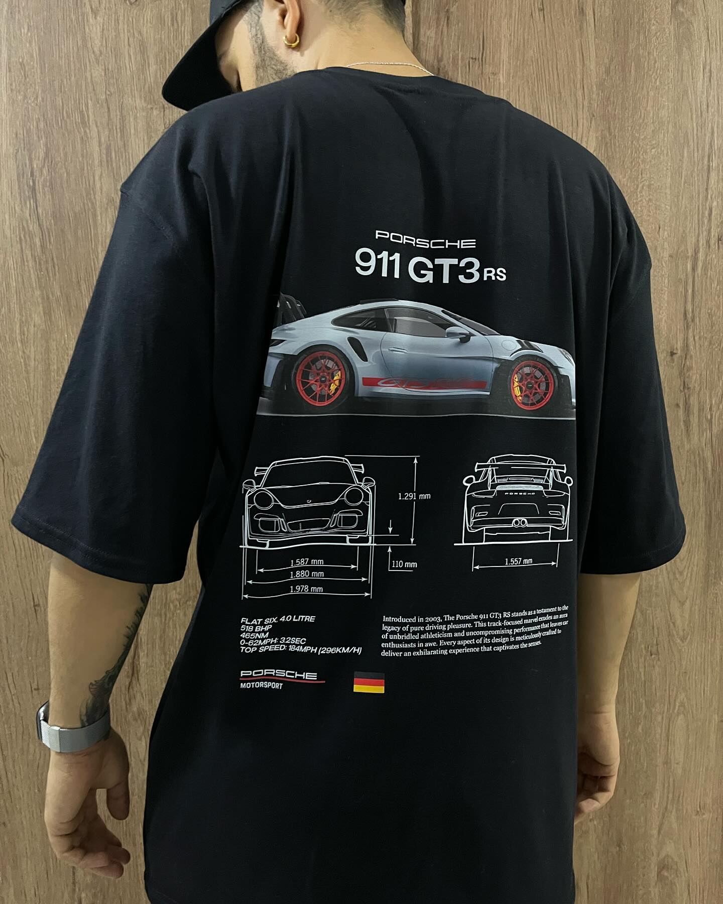 Porsche 911 GT3 RS Drop Shoulder T-Shirt - Premium Cotton