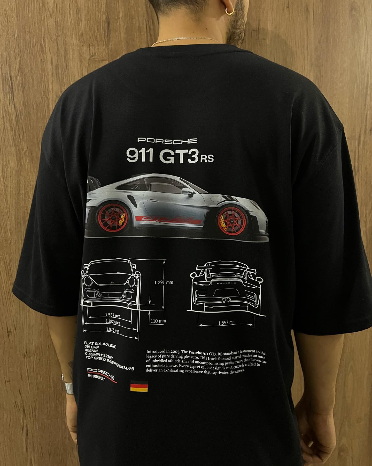 Porsche 911 GT3 RS Drop Shoulder T-Shirt - Premium Cotton