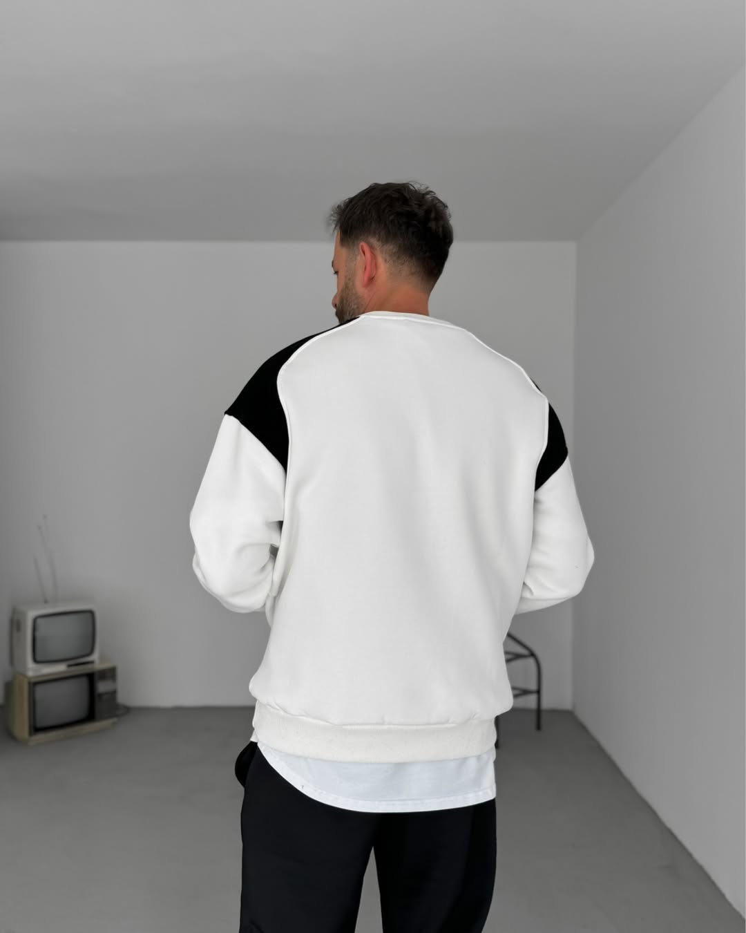Round Neck OFF White with penal Oversize Shirt