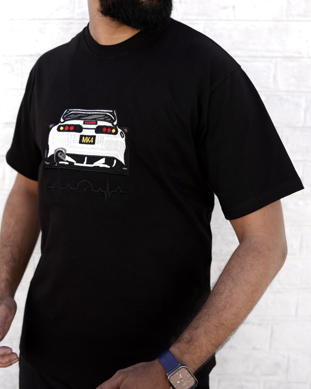 Round Neck Cotton Jersey Shirt – Car Logo Embroidery