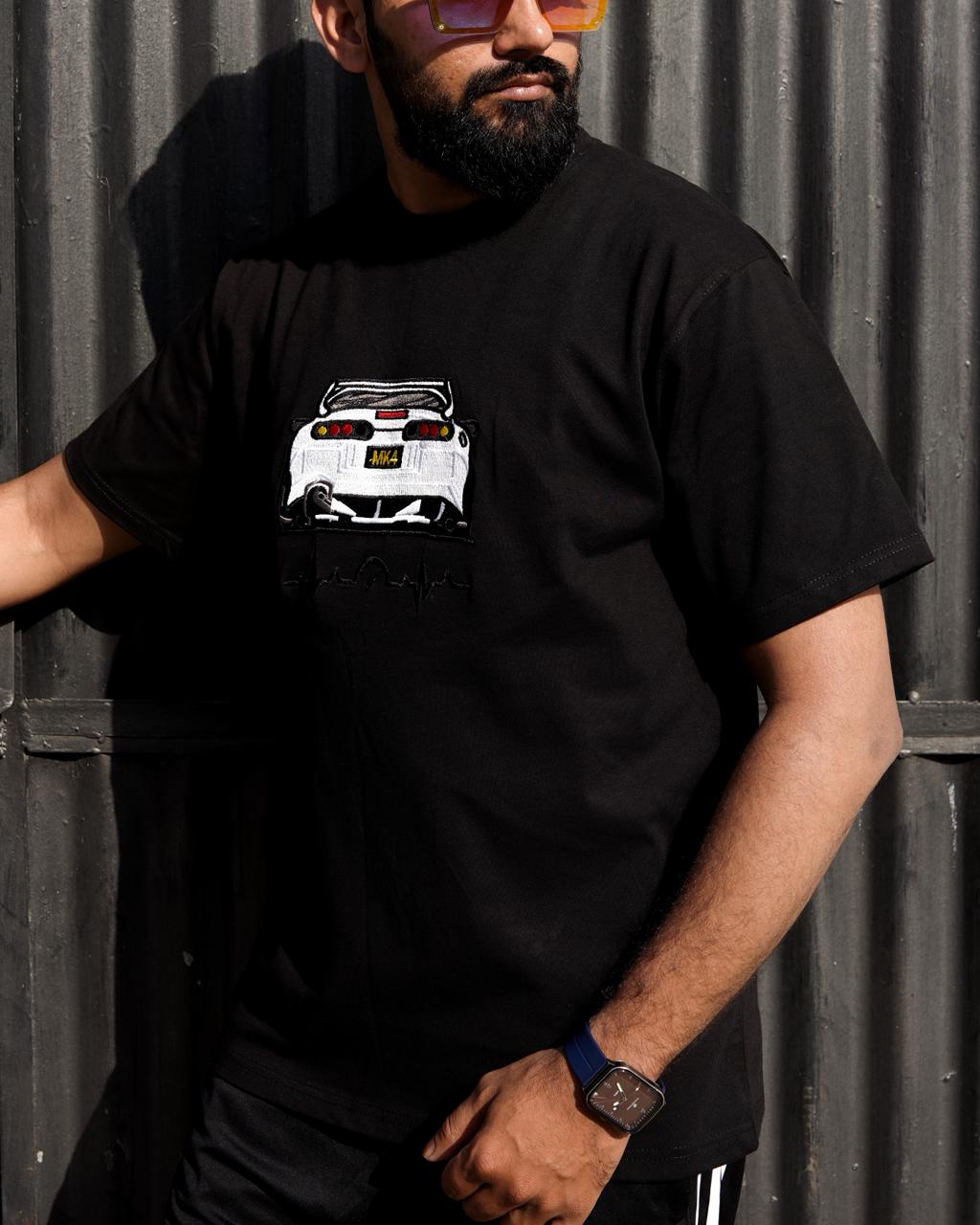 Round Neck Cotton Jersey Shirt – Car Logo Embroidery