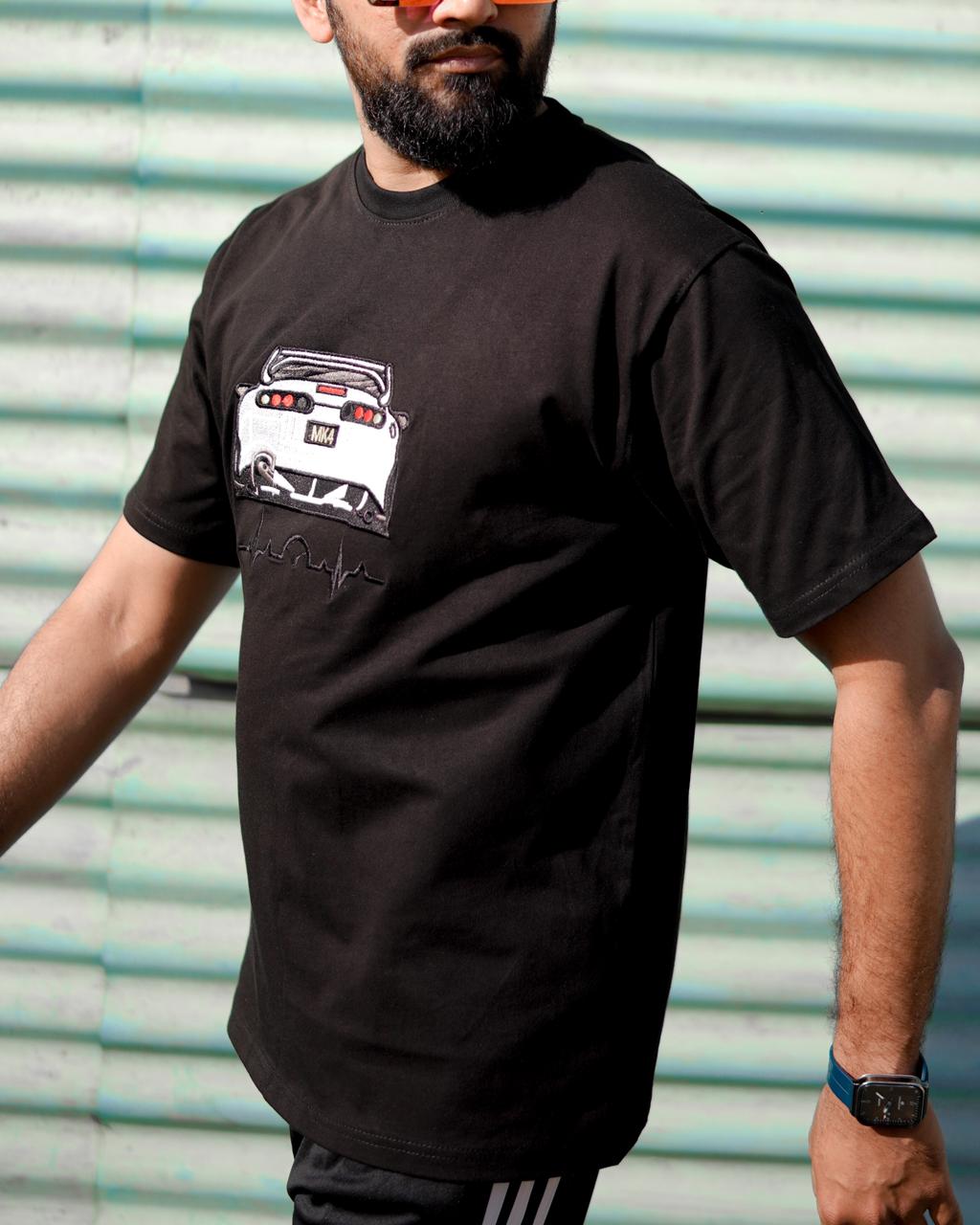 Round Neck Cotton Jersey Shirt – Car Logo Embroidery
