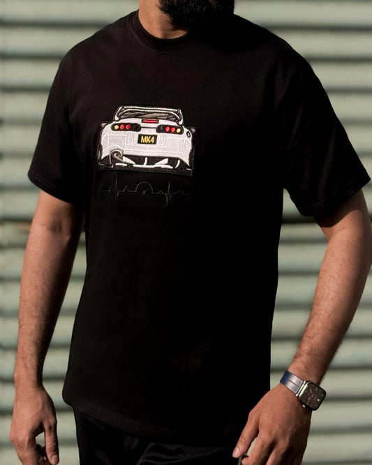 Round Neck Cotton Jersey Shirt – Car Logo Embroidery