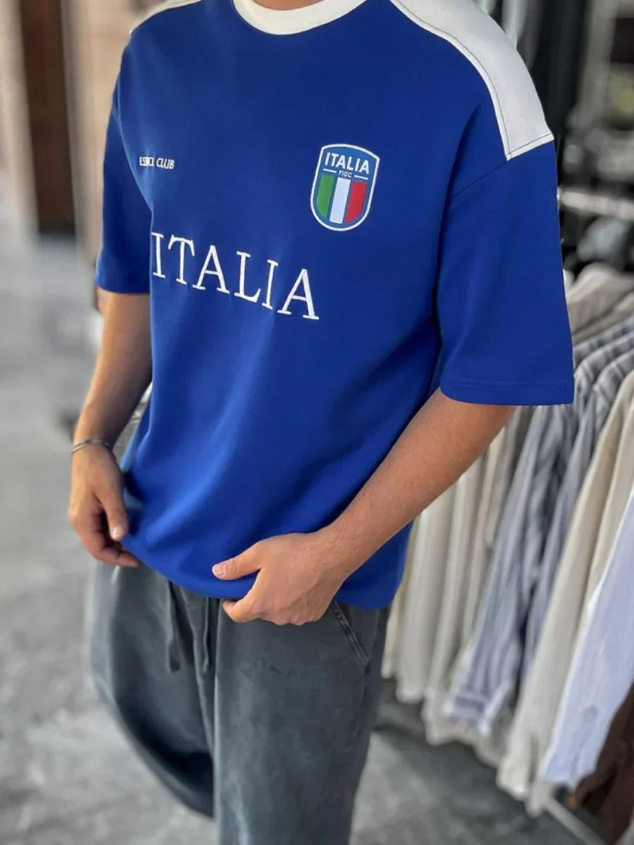 Blue Italia Embroidered Oversize T-shirt
