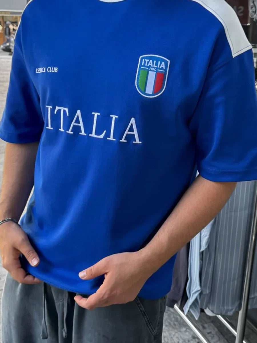 Blue Italia Embroidered Oversize T-shirt