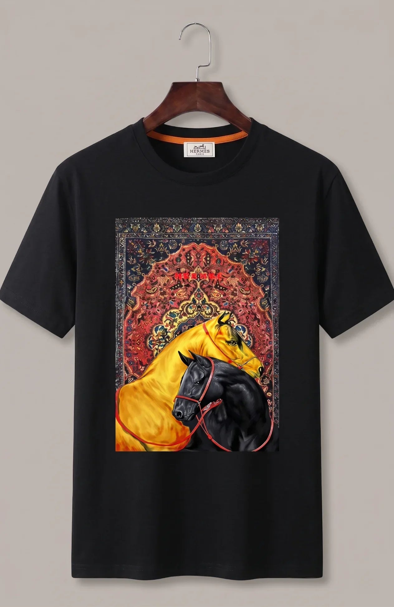 Premium Twin Horse Graphic T Shirt