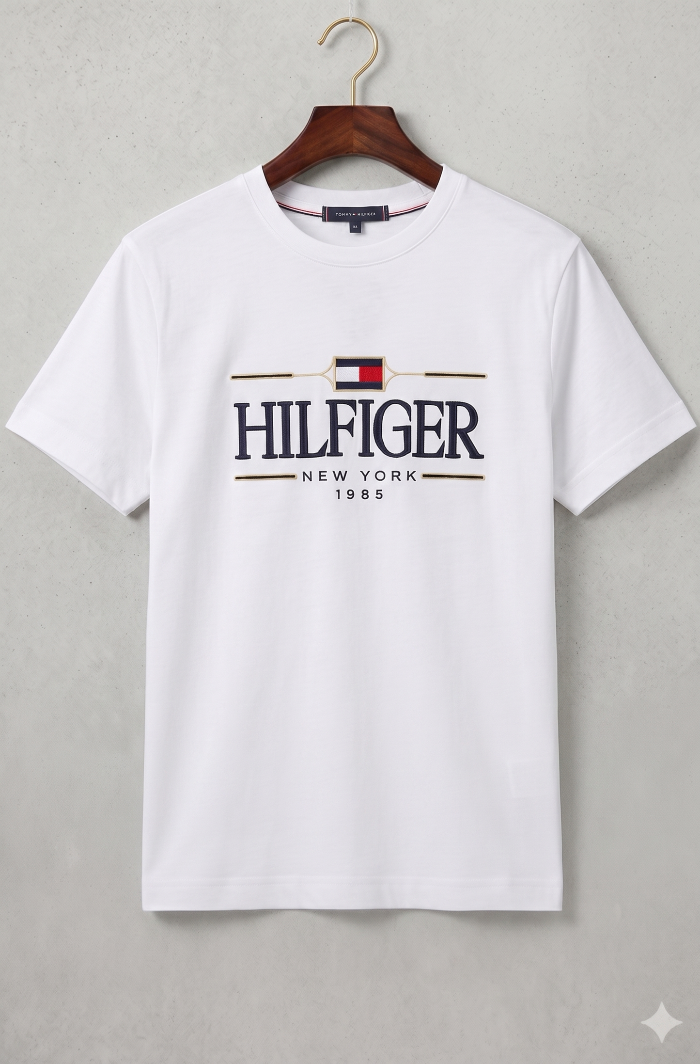 Tommy Hilfiger Classic Round Neck Cotton Jersey Shirt — Optical White