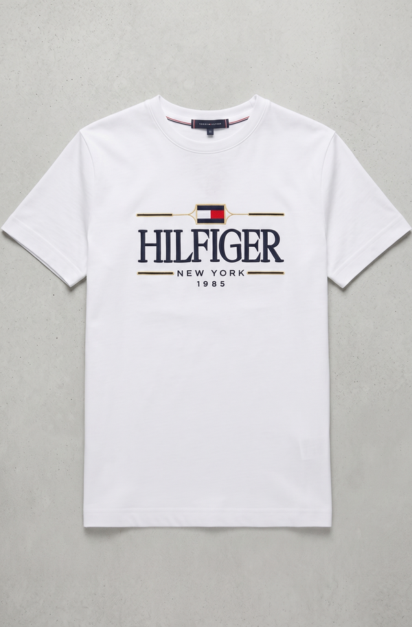 Tommy Hilfiger Classic Round Neck Cotton Jersey Shirt — Optical White