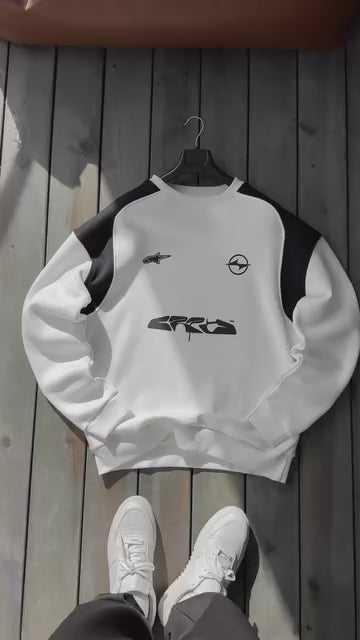 Round Neck OFF White with penal Oversize Shirt