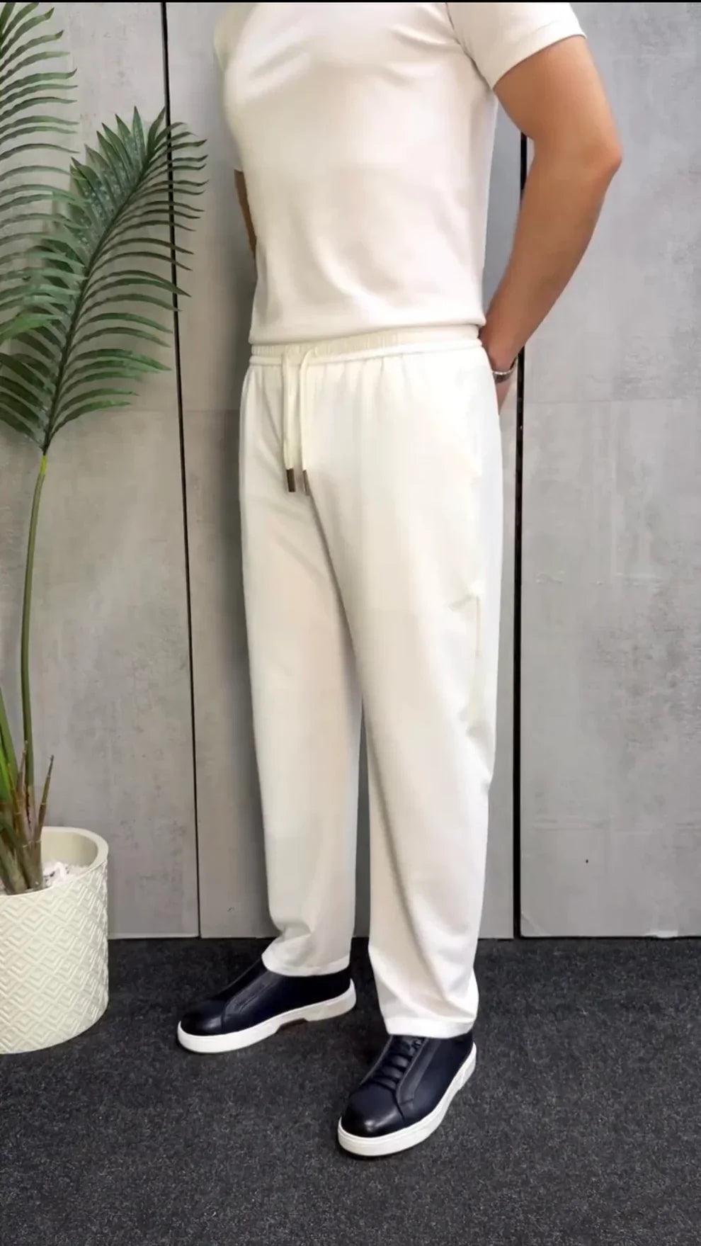 Casual Drawstring Straight Leg Trousers