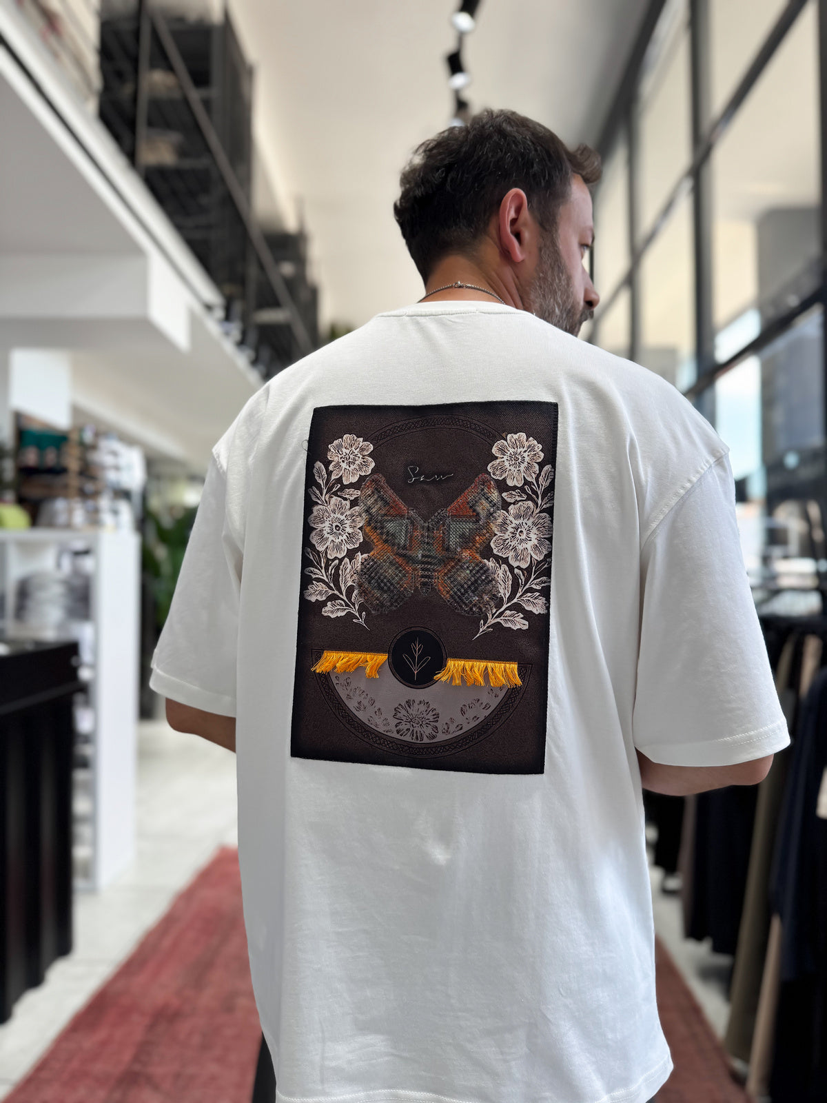Hologram Butterfly Embroidered Oversize T-Shirt