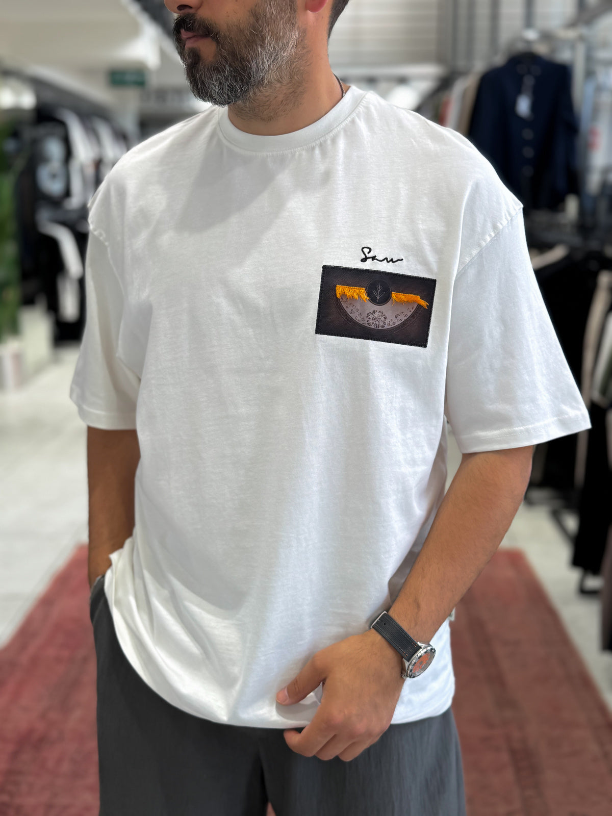 Hologram Butterfly Embroidered Oversize T-Shirt